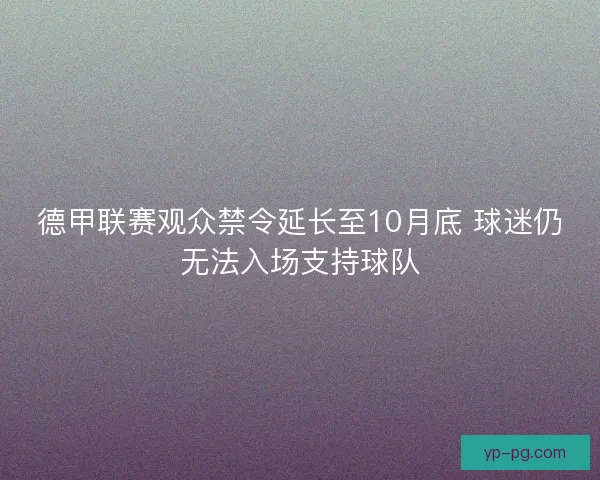 德甲联赛观众禁令延长至10月底 球迷仍无法入场支持球队